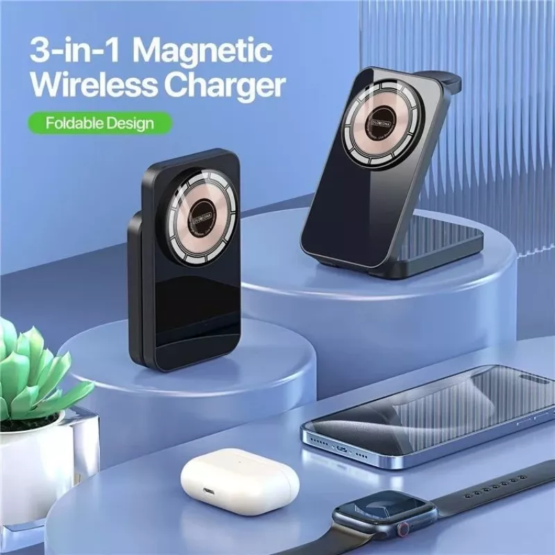 Duzzona W17 3-in-1 Wireless Charger Stand mit MagSafe 15W Schwarz