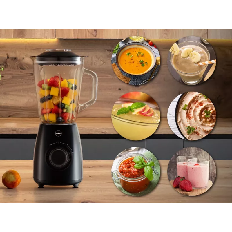 ELDOM BK6 NOXAR Standmixer, 1,8 L Hartglas, Schwarz, 22000 U/min, Pulse