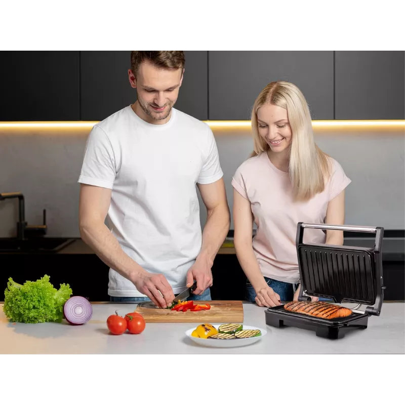Eldom GK110 Kontaktgrill, 800 W, Schwarz/Silber