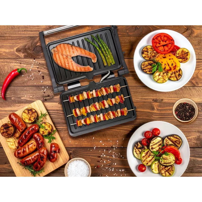 Eldom GK110 Kontaktgrill, 800 W, Schwarz/Silber