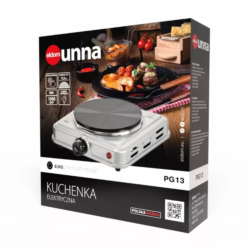 ELDOM PG13 UNNA Elektrokochgerät 1000W, Silber