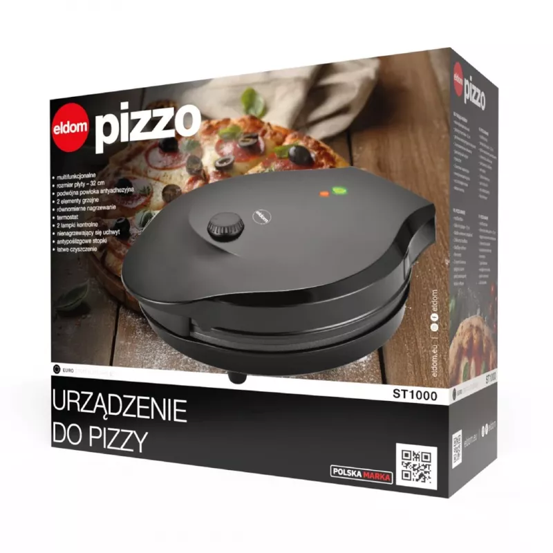 ELDOM ST1000 Pizzo Pizzamaker, 1450 W, 32 cm Platte, Schwarz