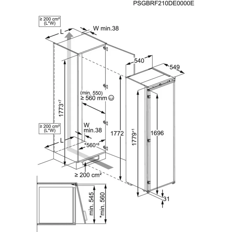 Electrolux ERD6DE18S1 Einbau-Kühlgefrierkombination, 253 L Gesamtkapazität, Energieeffizienzklasse E, 35 dB, Weiß