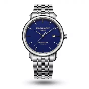 EMILE CHOURIET Herren 001168G406698 Automatische Taucheruhr 40mm Schwarzes Zifferblatt Edelstahlarmband
