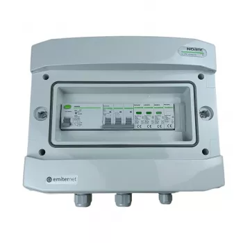 EMITER Schaltanlage angeschlossen AC Hermetic IP65 EMITTER mit Überspannungsableiter AC Noark Typ 1+2, 50A 3-Phasen, RCD Typ A 63A/300mA