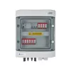 EMITER Schaltanlage angeschlossen DCAC Hermetic IP65 EMITTER mit DC-Überspannungsableiter Dehn 1000V Typ 2, 2 x PV-String, 2 x MPPT // og. AC Dehn Typ 2, 16A 3-Ph, RCD Typ A 40A/300mA