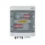 EMITER Schaltanlage angeschlossen DCAC Hermetic IP65 EMITTER mit DC-Überspannungsableiter Dehn 1000V Typ 2, 2 x PV-String, 2 x MPPT // og. AC Dehn Typ 2, 16A 3-Ph, RCD Typ A 40A/300mA