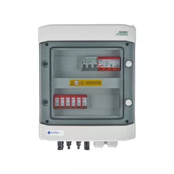 EMITER Schaltanlage Angebracht DCAC Hermetisch IP65 EMITTER mit DC-Überspannungsableiter Dehn 1000V Typ 2, 2 x PV-String, 2 x MPPT // og. AC Dehn Typ 1+2, 10A 3-Phasen