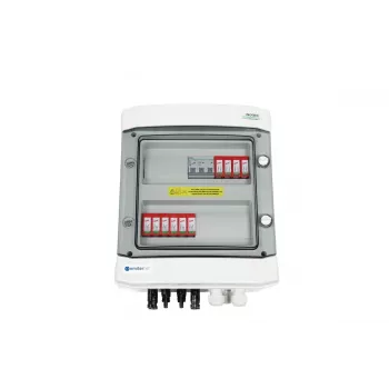 EMITER Schaltanlage Angebracht DCAC Hermetic IP65 EMITTER mit DC-Überspannungsableiter Dehn 1000V Typ 2, 2 x PV String, 2 x MPPT // og. AC Dehn Typ 2, 20A 3-Phase
