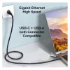 EQUIP 133101 USB-C & USB-A auf RJ45 Gigabit Ethernet Adapter, Schwarz