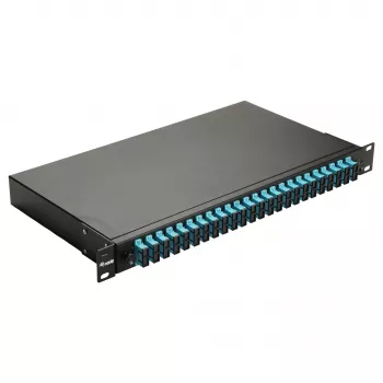 EQUIP 24-Port Glasfaser-Spleißbox, LC Duplex, OM3, 1U, bestückt, Schwarz