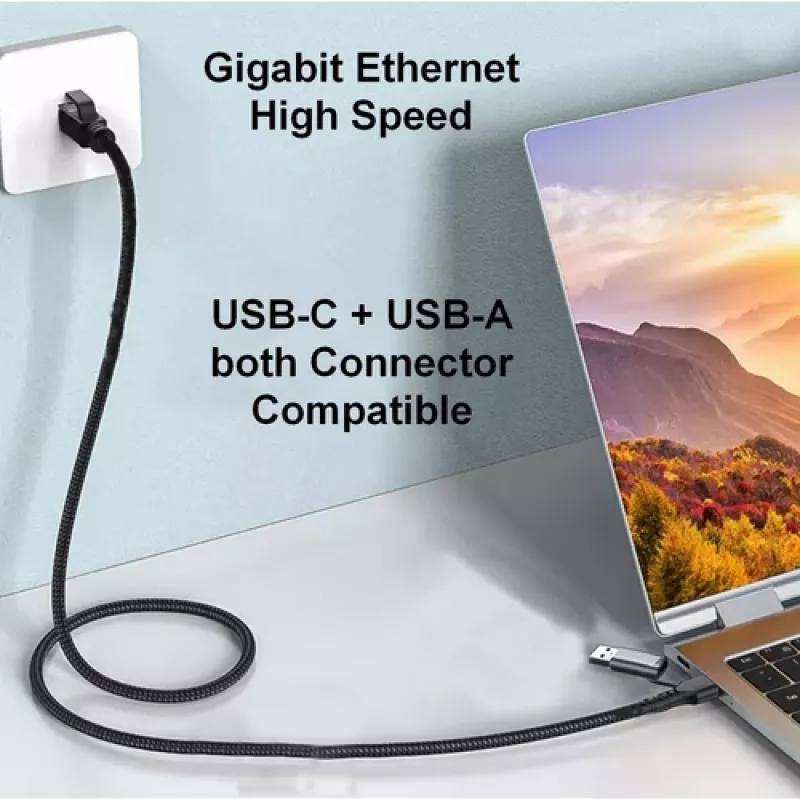 Equip GigaBit USB-C+A to RJ45 Adapter, Schwarz