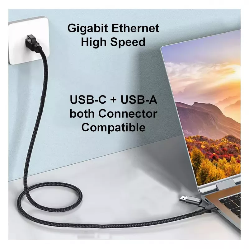 Equip Gigabit USB-C / USB-A zu RJ45 Ethernet-Adapter - Schwarz