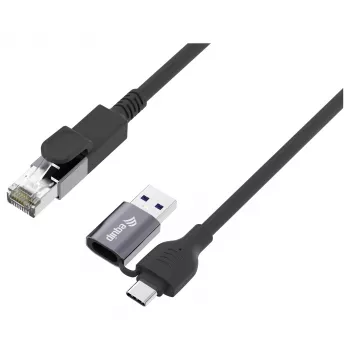 Equip Gigabit USB-C / USB-A zu RJ45 Ethernet-Adapter - Schwarz