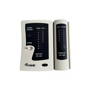 Equip Twisted Pair Cable Tester, RJ-11, RJ-12, RJ-45, Kurzschlussprüfung, Übertragungsprüfung, Weiß, TX/RX, CE, RoHS