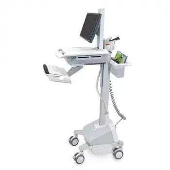 Ergotron Mobile Medizinische Arbeitsstation Wagen für LCD-Display / PC-Ausrüstung - LiFe-Akku-betrieben, EU - Medizinisch - Kunststoff, Aluminium, verzinkter Stahl - Grau, Weiß, poliertes Aluminium - Bildschirmgröße: bis zu 22 Zoll