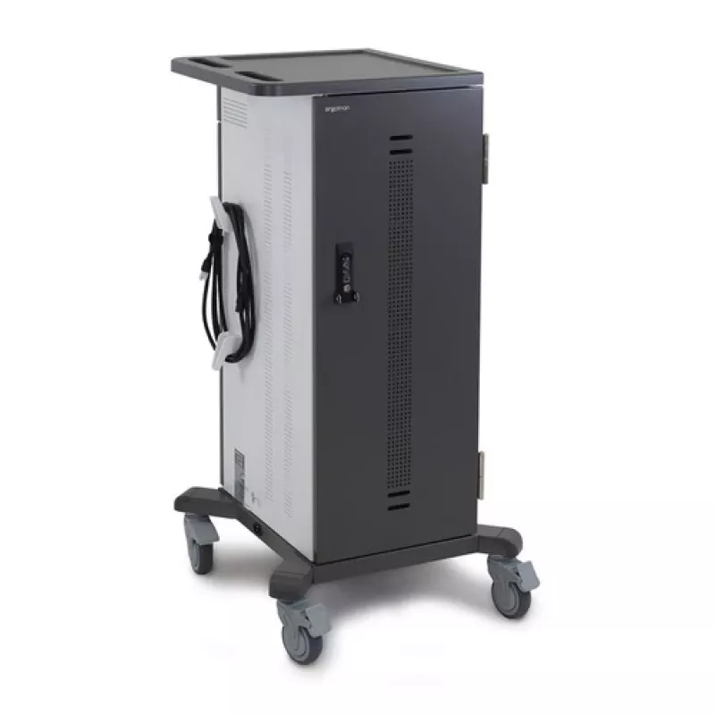 Ergotron YES35 Ladewagen für 35 Geräte, abschließbar, grau/weiß, für Bildschirme bis 10 Zoll