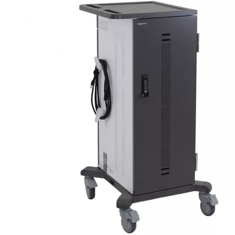 Ergotron YES35 Ladewagen für 35 Geräte, abschließbar, grau/weiß, für Bildschirme bis 10 Zoll