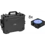 EUROLITE Set 8x AKKU IP Flat Light SMD RGBW IP65 Schwarz + Kunststoffkoffer mit Trolley