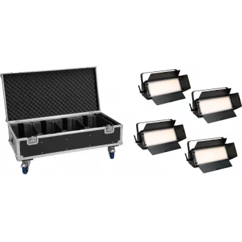 EUROLITE Set 4x LED PLL-576 CW/WW Panel + Case mit Rollen DMX 576 LEDs 3000-6000K