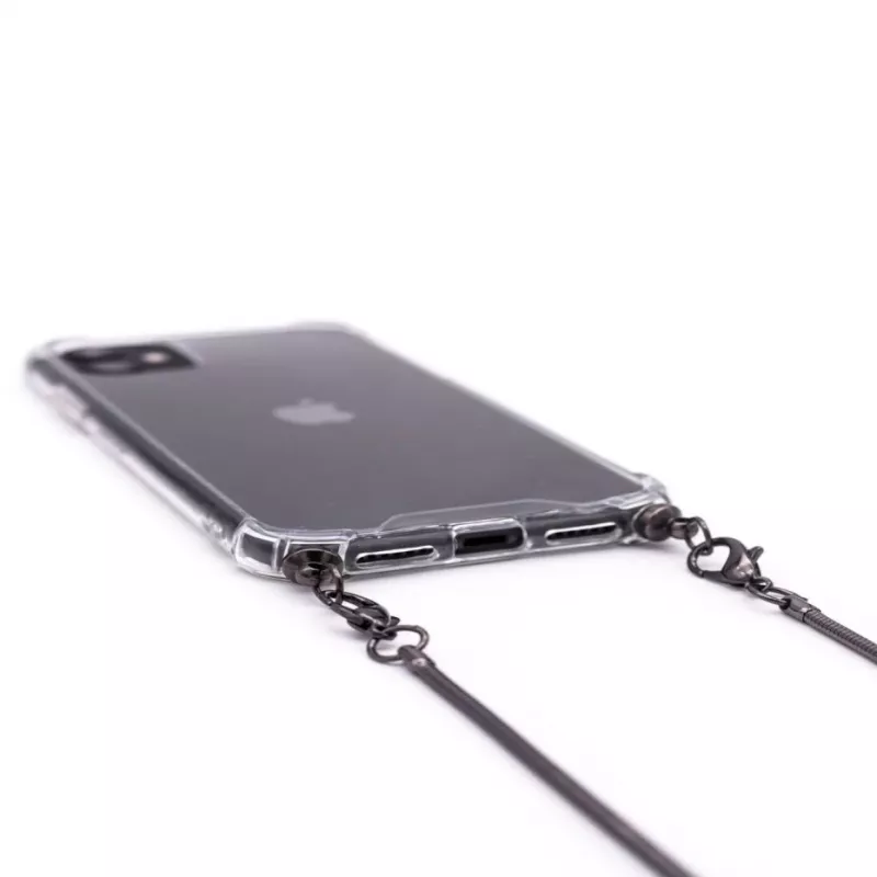 Evelatus Apple iPhone 11 Pro Max Silikon Transparent mit Halsband TPU Band Space Gray