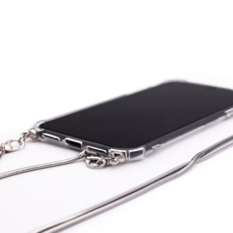 Evelatus Apple iPhone 11 Pro Silikon Transparent mit Halsband TPU Band Silber