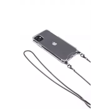 Evelatus Apple iPhone 11 Pro Silikon Transparent mit Halsband TPU-Band Space Gray