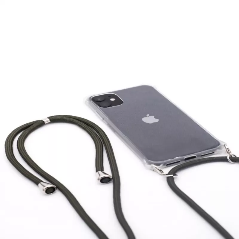 Evelatus Apple iPhone 11 Silicone Transparent Case with Necklace TPU Strap Transparent