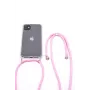 Evelatus Apple iPhone 11 Silikon Transparente Hülle mit Halsband TPU Band Transparent Pink