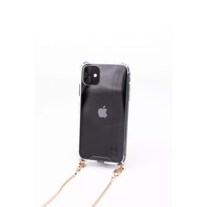 Evelatus Apple iPhone 11 Silikon Transparent mit Halskette TPU Band Gold