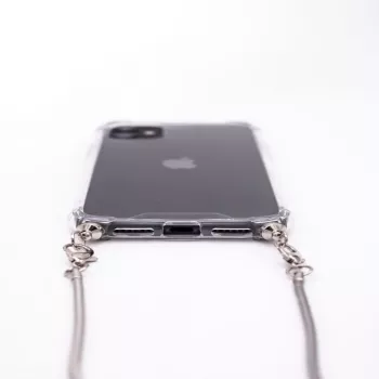 Evelatus Apple iPhone 11 Silikon Transparent mit Halsband TPU Band Silber