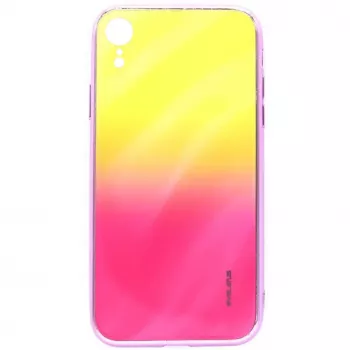 Evelatus Apple iPhone XR Water Ripple Gradient Color Anti-Explosion Tempered Glass Case Gradient Yellow-Pink