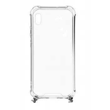 Evelatus Samsung Galaxy A10 Silikon Transparent mit Halsband TPU Band Silber