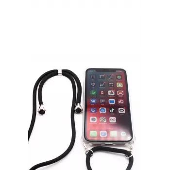 Evelatus Samsung Galaxy A10s Case mit Umhängeband, Schwarz Transparent