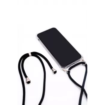 Evelatus Samsung Galaxy A40s Hülle mit Band Schwarz Transparent