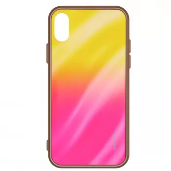 Evelatus Samsung Galaxy A50 Water Ripple Full Color Electroplating Tempered Glass Gradient Yellow-Pink