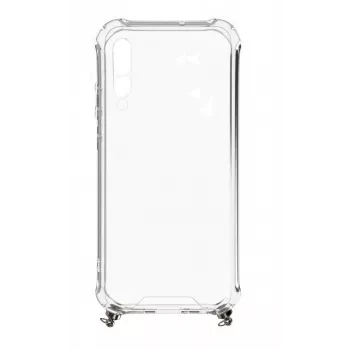 Evelatus Samsung Galaxy A70 Silikon Transparent mit Halsband TPU Band Gold