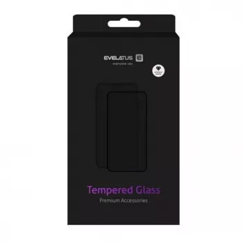 Evelatus Samsung Galaxy S24 Plus / S25 Plus 2.5D Full Cover Displayschutzglas aus gehärtetem Glas, antistatisch, Schwarz