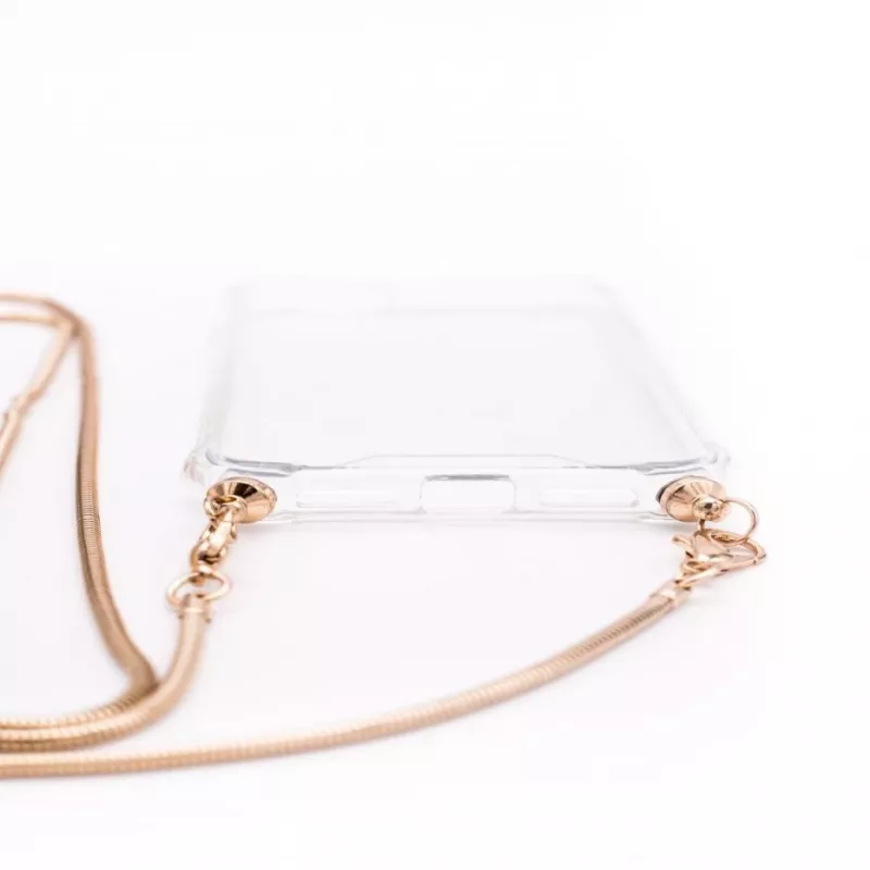 Evelatus Xiaomi Redmi 8 Silikon Transparent Case mit Halskette TPU Band Gold