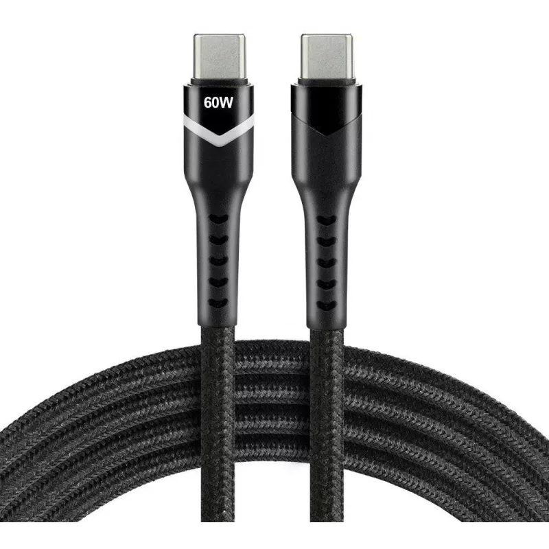 everActive CBB-2PDR USB-C auf USB-C RGB LED geflochtenes Kabel 2m 3A 60W Schwarz