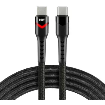 everActive CBB-2PDR USB-C auf USB-C RGB LED geflochtenes Kabel 2m 3A 60W Schwarz