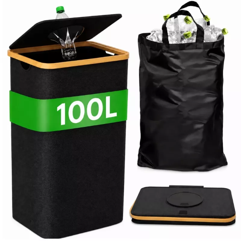 EXTRALINK Black Forest Mehrwegflaschen-Sammelkorb, faltbar, 100L, Schwarz