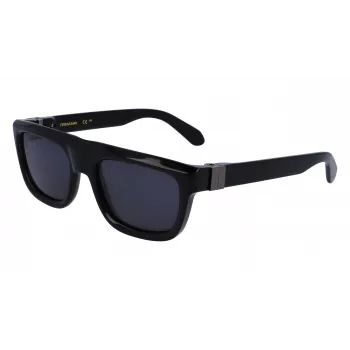 FERRAGAMO SF2009S-001 Herren-Sonnenbrille - Schwarzer Rahmen, graue Gläser, 56/21/145 mm