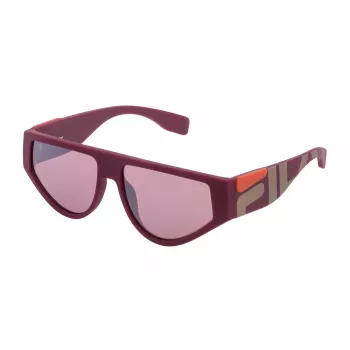 FILA Unisex Sonnenbrille SF936457L62X - Schwarzer rechteckiger Rahmen mit grauen Polycarbonatgläsern, UV400-Schutz