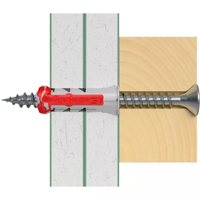 fischer DUOPOWER 6x30 Universal-Dübel BigBox, Hellgrau/Rot, 950 Stück, wiederverschließbare Box 570548