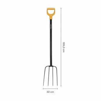 Fiskars Solid Kompostgabel mit Borstahlkopf und D-Griff, 4 Zinken, 1220 mm