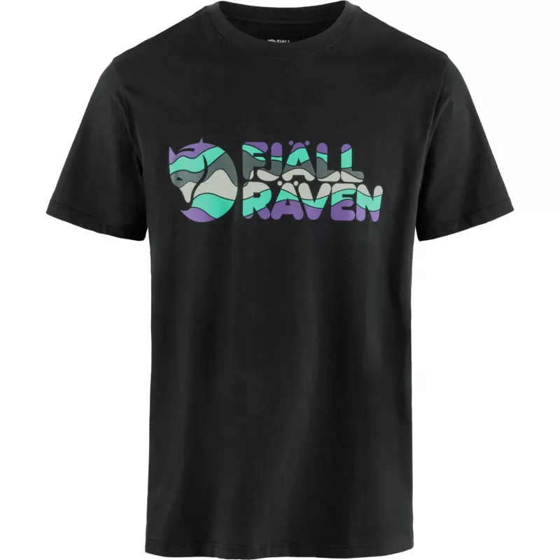 Fjällräven Herren Multicolor Logo T-Shirt Schwarz Größe L