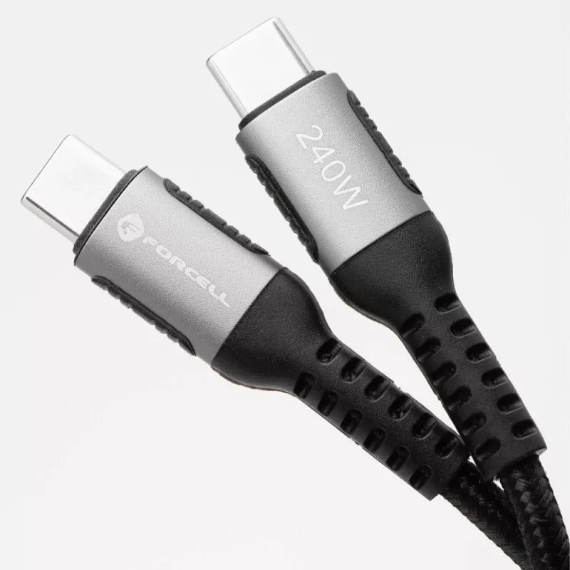 FORCELL F-Energy Cafule USB-C auf USB-C Kabel 1,2 m 240 W 5 A PD QC 4.0 Geflochten Schwarz
