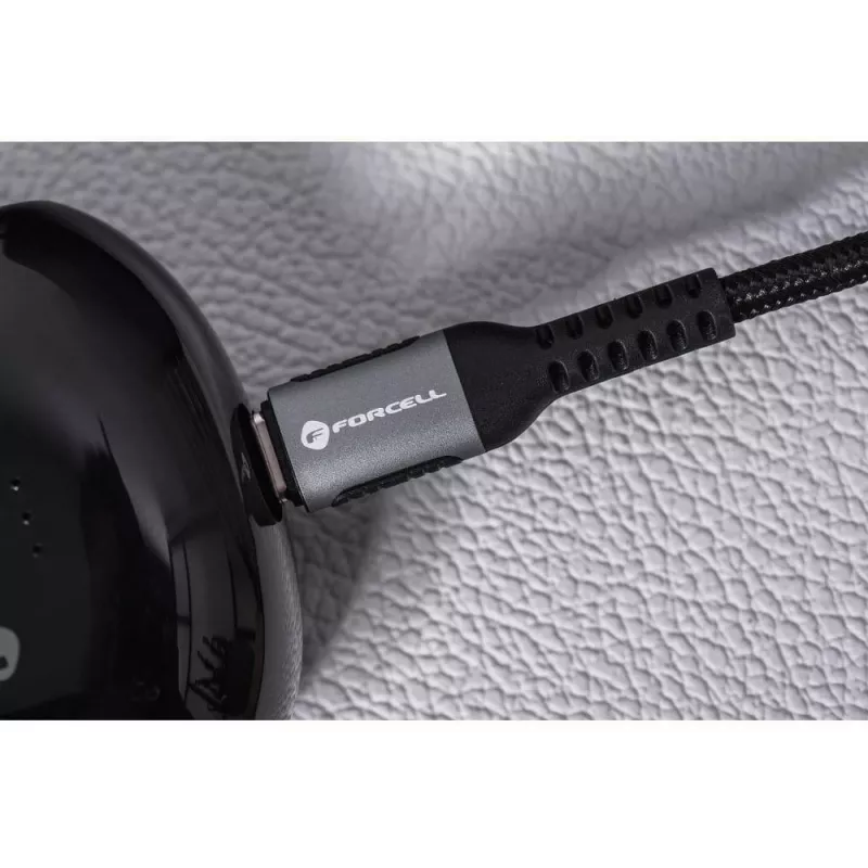 Forcell F-Energy Cafule USB-C auf USB-C Kabel 2 m 240 W PD 5A QC 4.0 Geflochten Schwarz