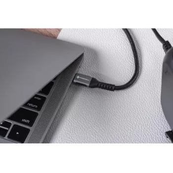 Forcell F-Energy Cafule USB-C auf USB-C Kabel 2 m 240 W PD 5A QC 4.0 Geflochten Schwarz